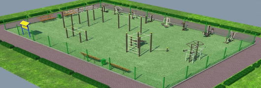 Проект спортивной воркаут площадки с уличными тренажерами в Чите