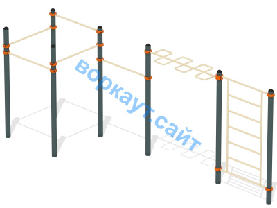 Воркаут турники с шведской стенкой и рукоходом  ВС-21 в Чите