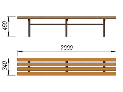 Двухметровая лавочка без спинки 2 м МАФ 1602 в Чите