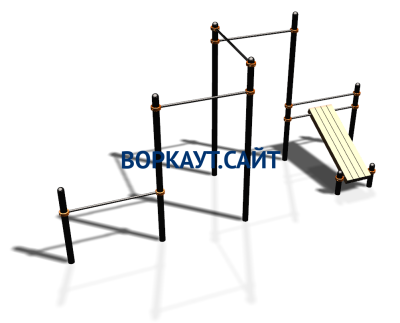Воркаут комплекс разноуровневых турников со скамьей для пресса ВС-37 в Чите