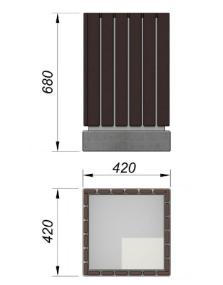 Урна деревянная квадратная с бетонным основанием МАФ 1633 в Чите