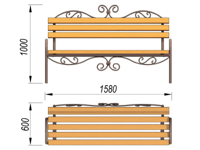 Лавочка кованная МАФ 1606 в Чите