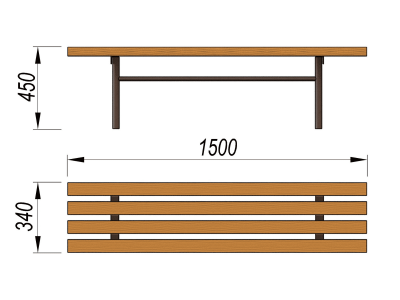 Лавочка без спинки МАФ 1601 в Чите