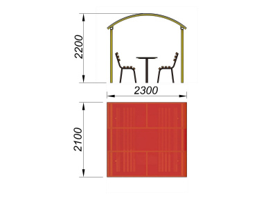 Стол и лавки под навесом МАФ 4005 в Чите