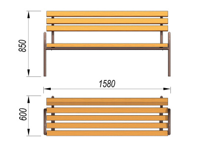 Парковая лавочка со спинкой МАФ 1605 в Чите
